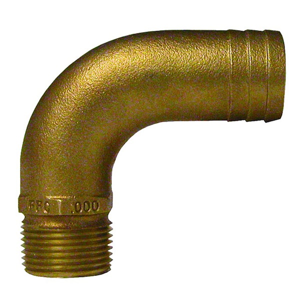Groco 1" NPT x 1-1/4" ID Bronze Full Flow 90 deg Elbow Pipe to Hose Fitting FFC-1000 - main
